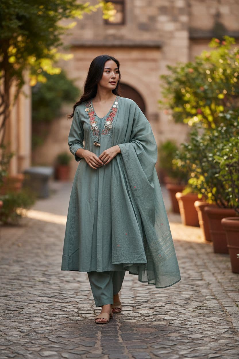 Ethnic Kurta Set For Women With Dupatta