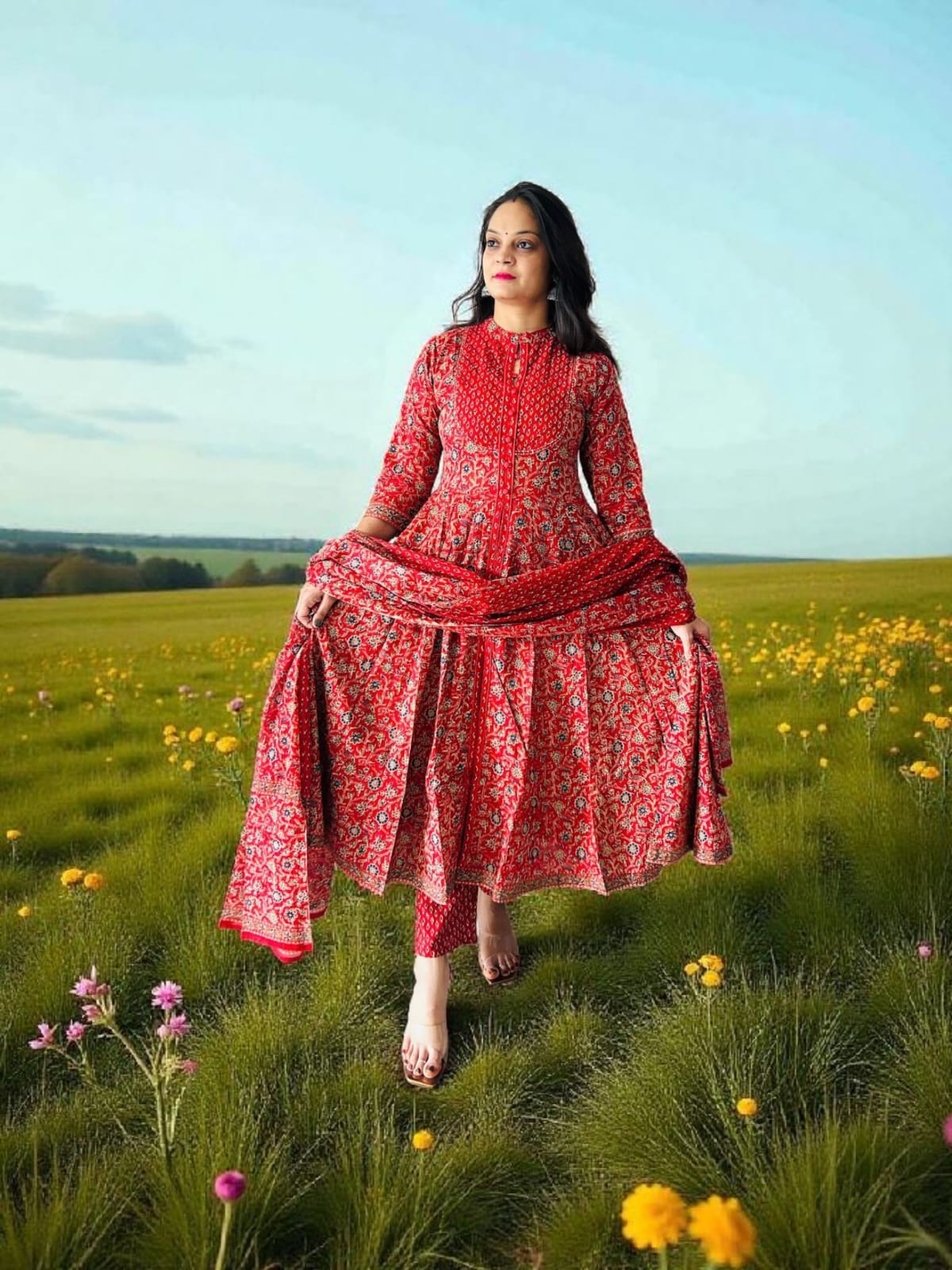 kurta pants and dupatta set