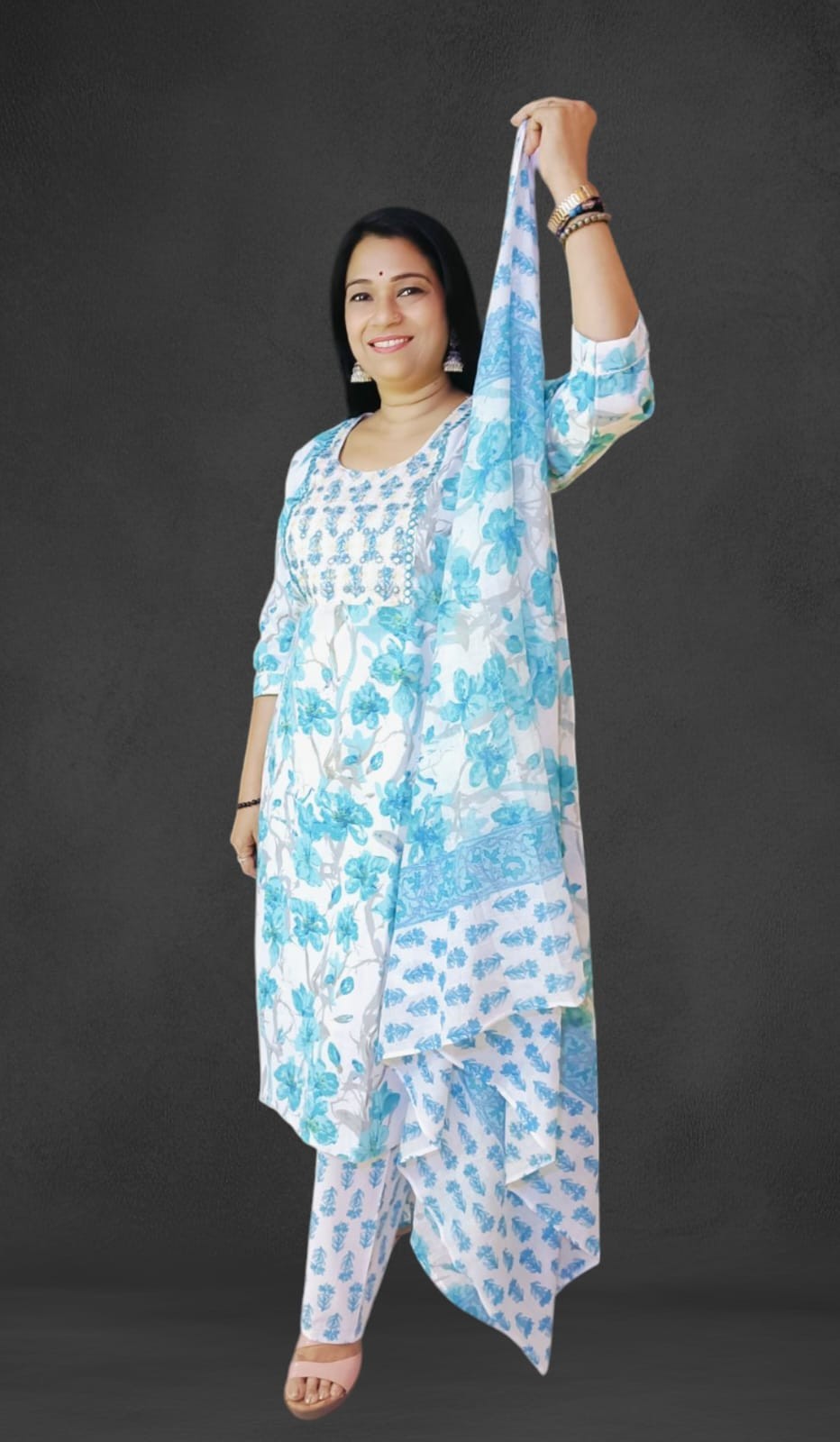 kurta pants and dupatta set