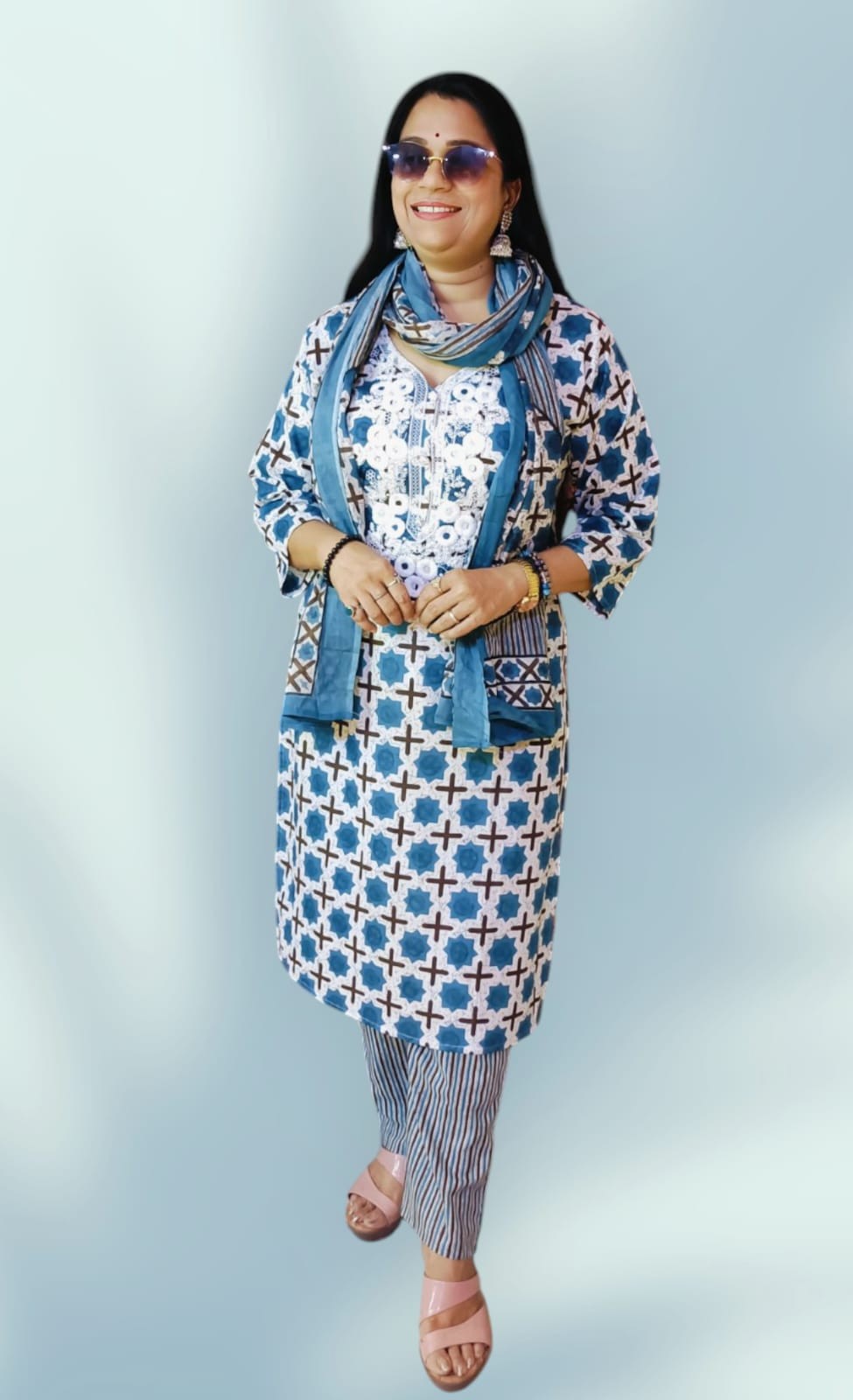 kurta pants and dupatta set